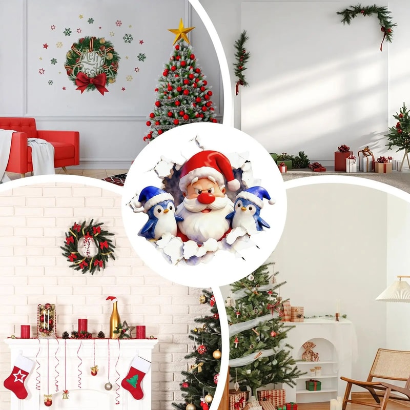 3D Wall Breaking Santa Claus Christmas Sticker 8
