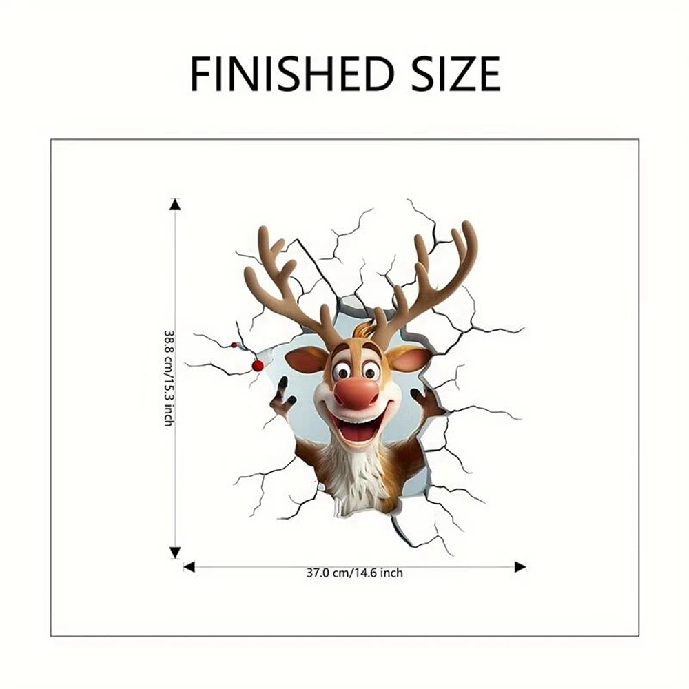3D Christmas Santa And Reindeer Vinyl Wall Decal 5