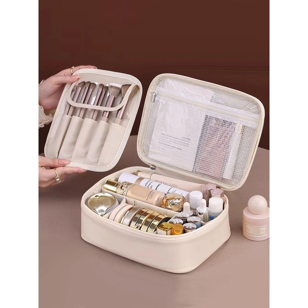 Large Capacity PU Leather Waterproof Makeup Bag 0