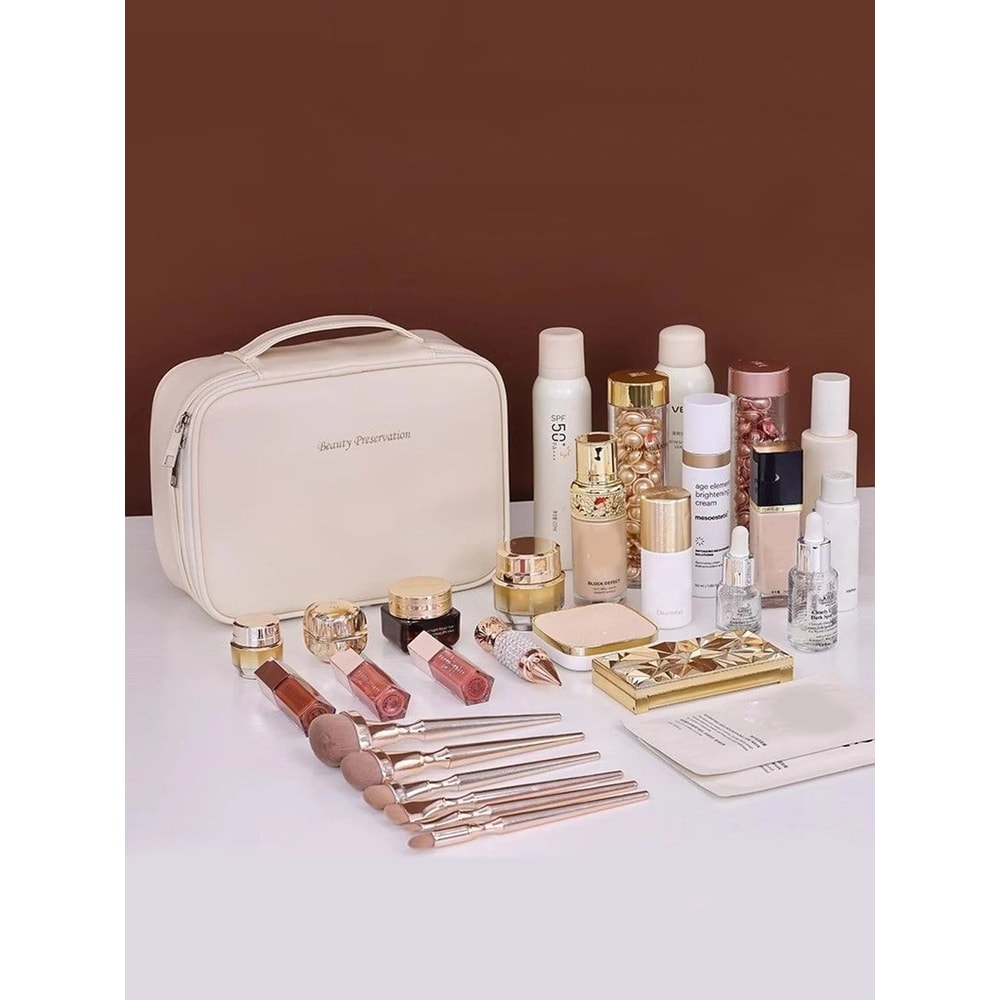 Large Capacity PU Leather Waterproof Makeup Bag 1