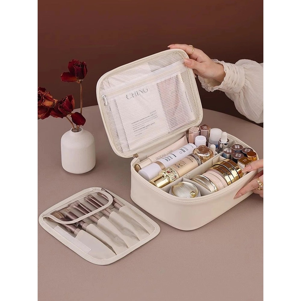 Large Capacity PU Leather Waterproof Makeup Bag 2