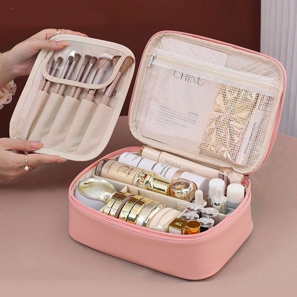 Large Capacity PU Leather Waterproof Makeup Bag 9