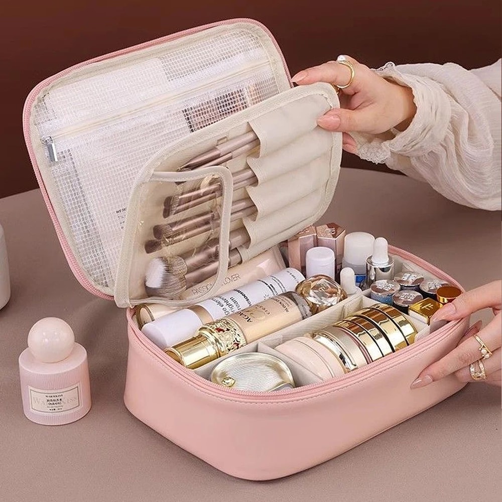 Large Capacity PU Leather Waterproof Makeup Bag 13
