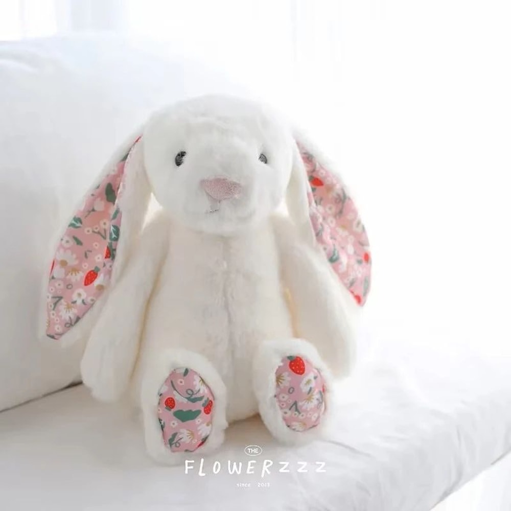 30 Cm Easter Bunny Plush Toy With Strawberry Flower Ears 12