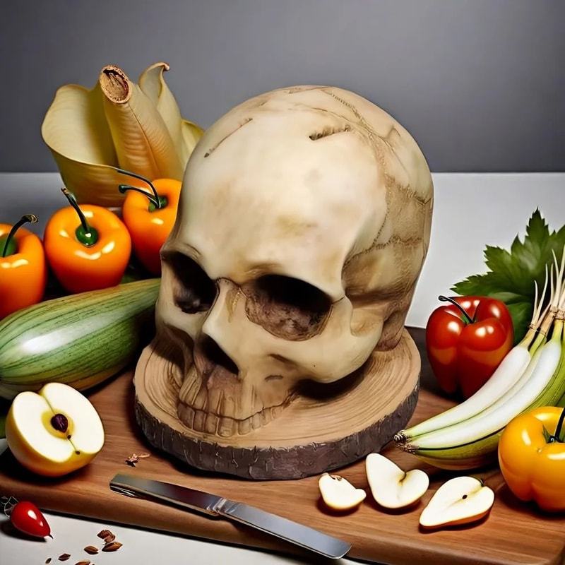 Skull Skeleton Kitchen Knife Holder Stand 1