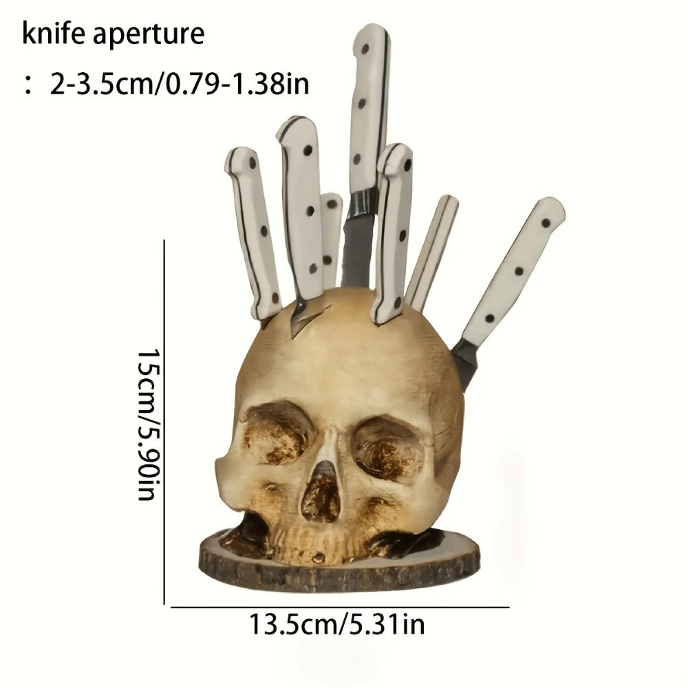 Skull Skeleton Kitchen Knife Holder Stand 4