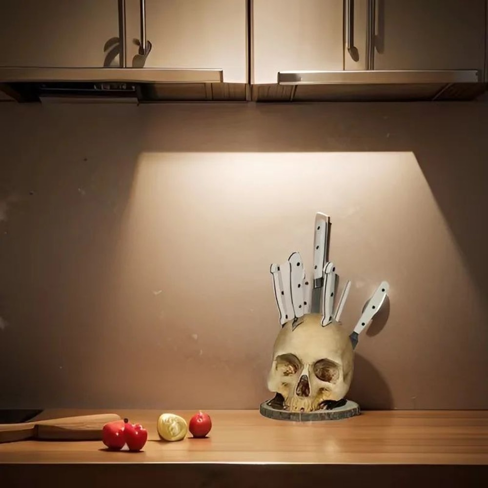 Skull Skeleton Kitchen Knife Holder Stand 6