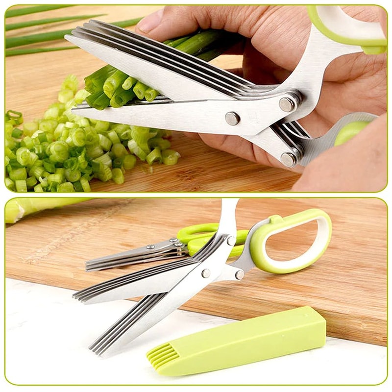 5Layer Multifunctional Kitchen Herb And Vegetable Scissors 6