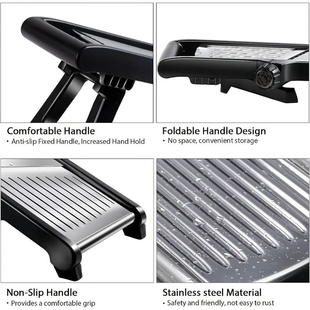 5Blade Stainless Steel Mandoline Slicer With Hand Guard 6