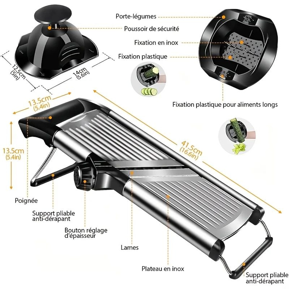 5Blade Stainless Steel Mandoline Slicer With Safety Holder 2