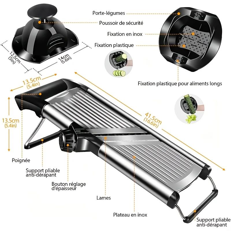 5Blade Stainless Steel Mandoline Slicer With Safety Holder 2