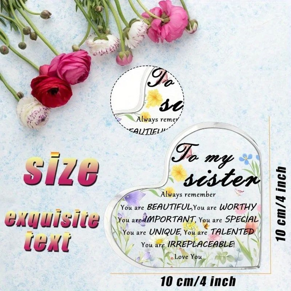 Heart Acrylic Plaque Sign Gifts For Sister 1