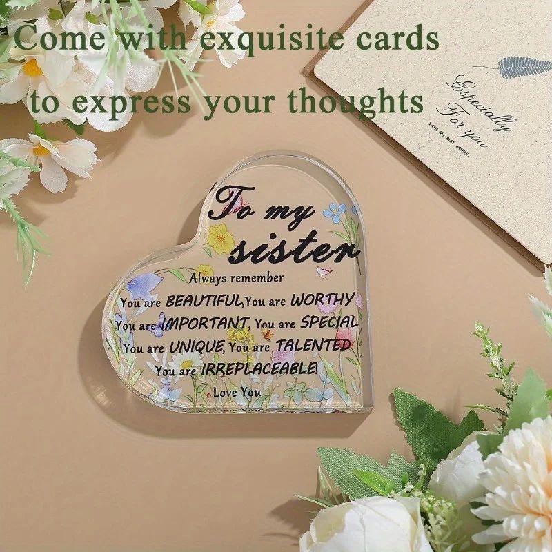 Heart Acrylic Plaque Sign Gifts For Sister 2