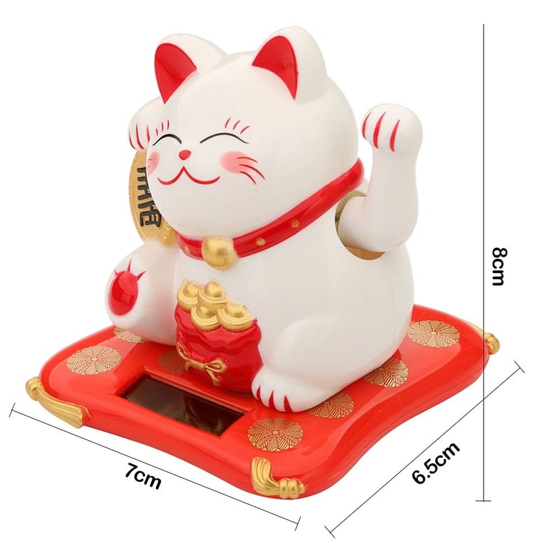 25 Inch Solar Powered Waving Lucky Cat Figurine 5