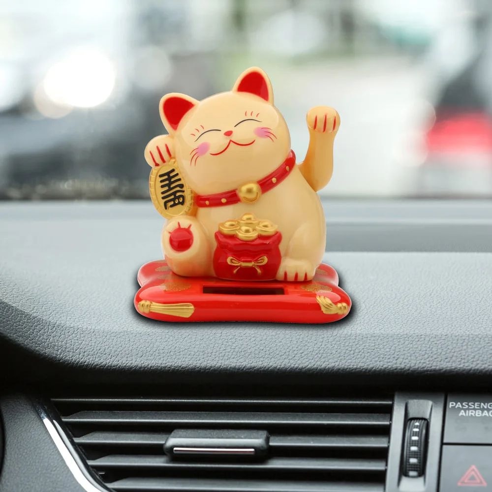 25 Inch Solar Powered Waving Lucky Cat Figurine 6