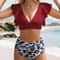 Leopard Print Ruffle Bikini Set High Waist Swimsuit For Women 5