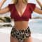Leopard Print Ruffle Bikini Set High Waist Swimsuit For Women 9