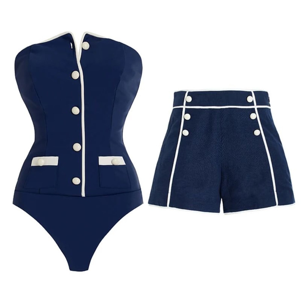 Womens High Waist Bikini And Shorts Swimwear Summer TwoPiece Set 0