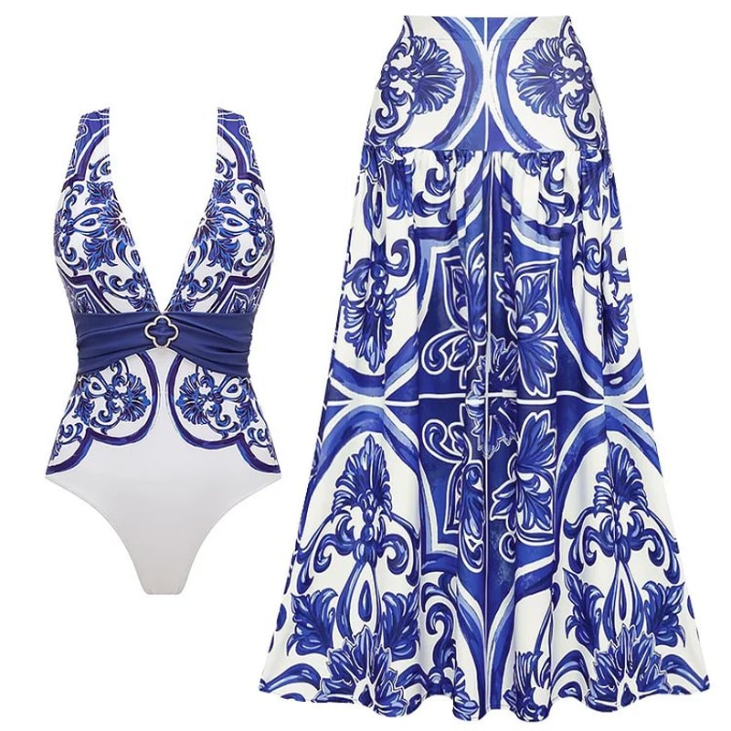 2024 Vintage Pattern OnePiece Swimsuit For Women 11