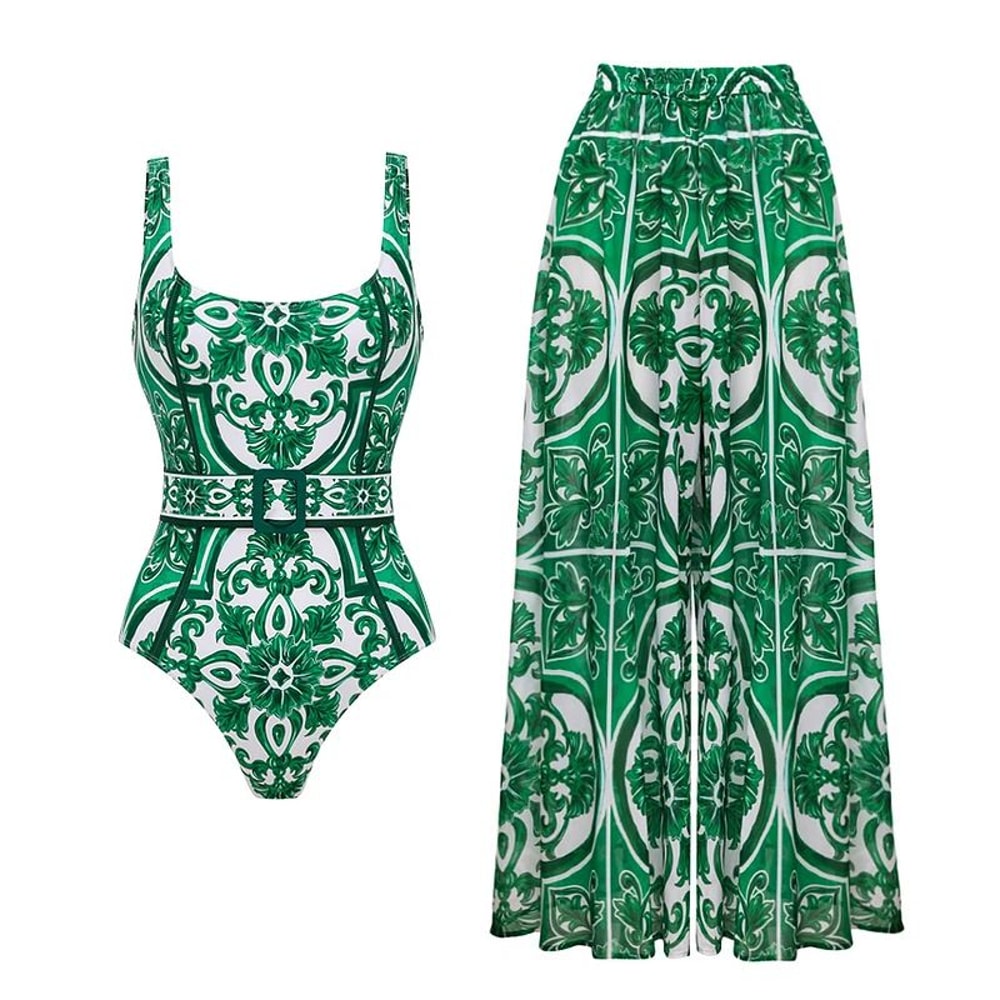 2024 Vintage Pattern OnePiece Swimsuit For Women 16