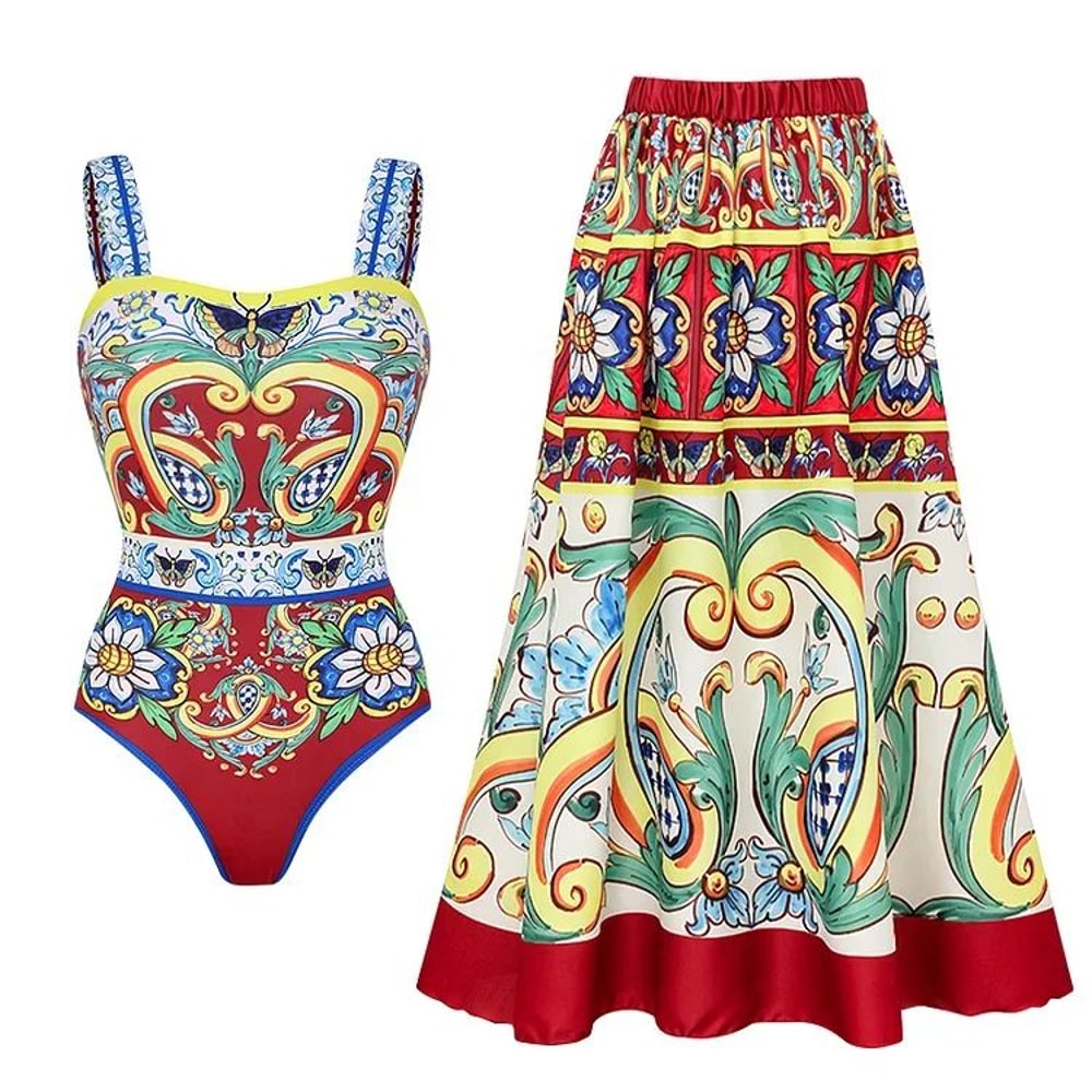 2024 Vintage Pattern OnePiece Swimsuit For Women 7