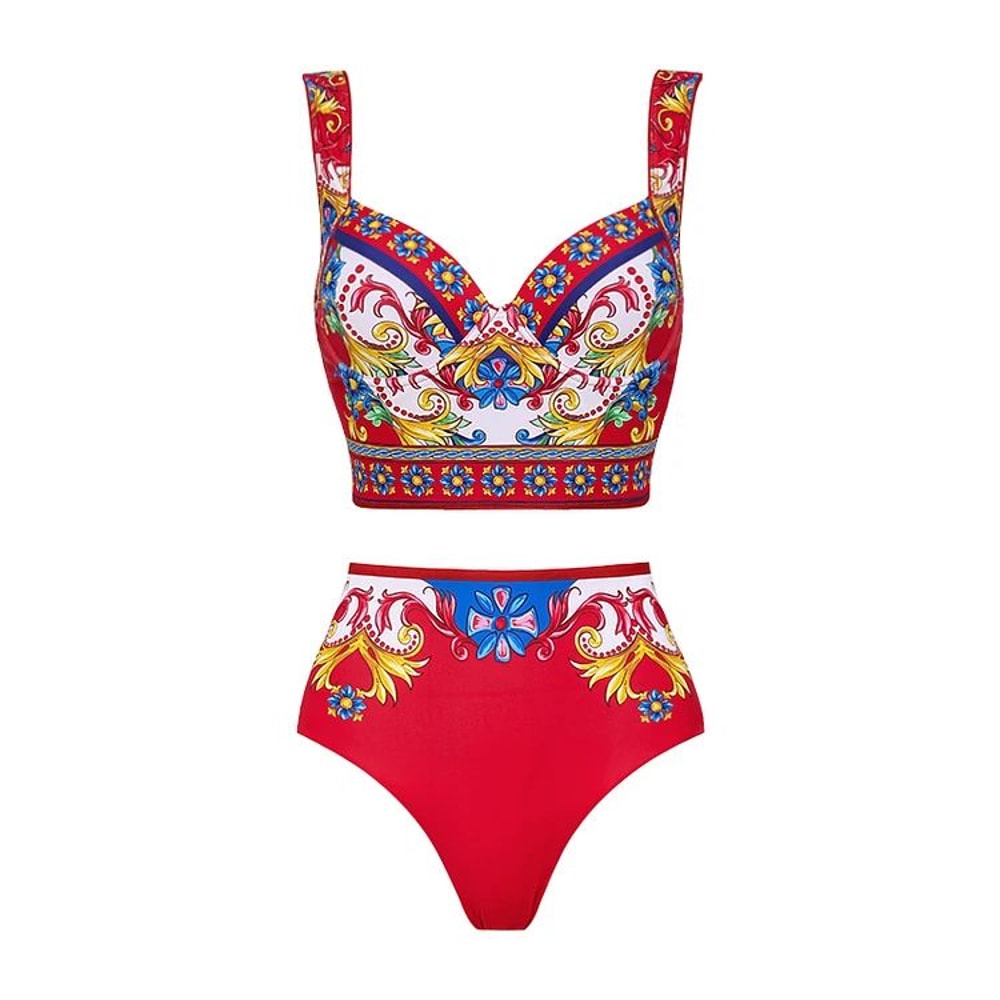 2024 Vintage Pattern OnePiece Swimsuit For Women 8