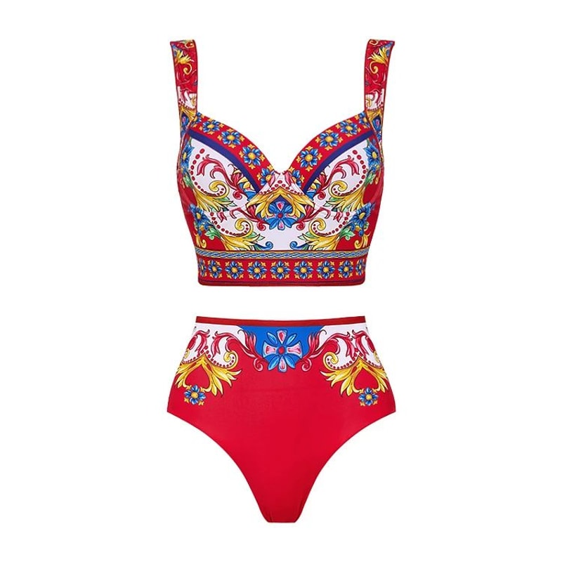 2024 Vintage Pattern OnePiece Swimsuit For Women 8