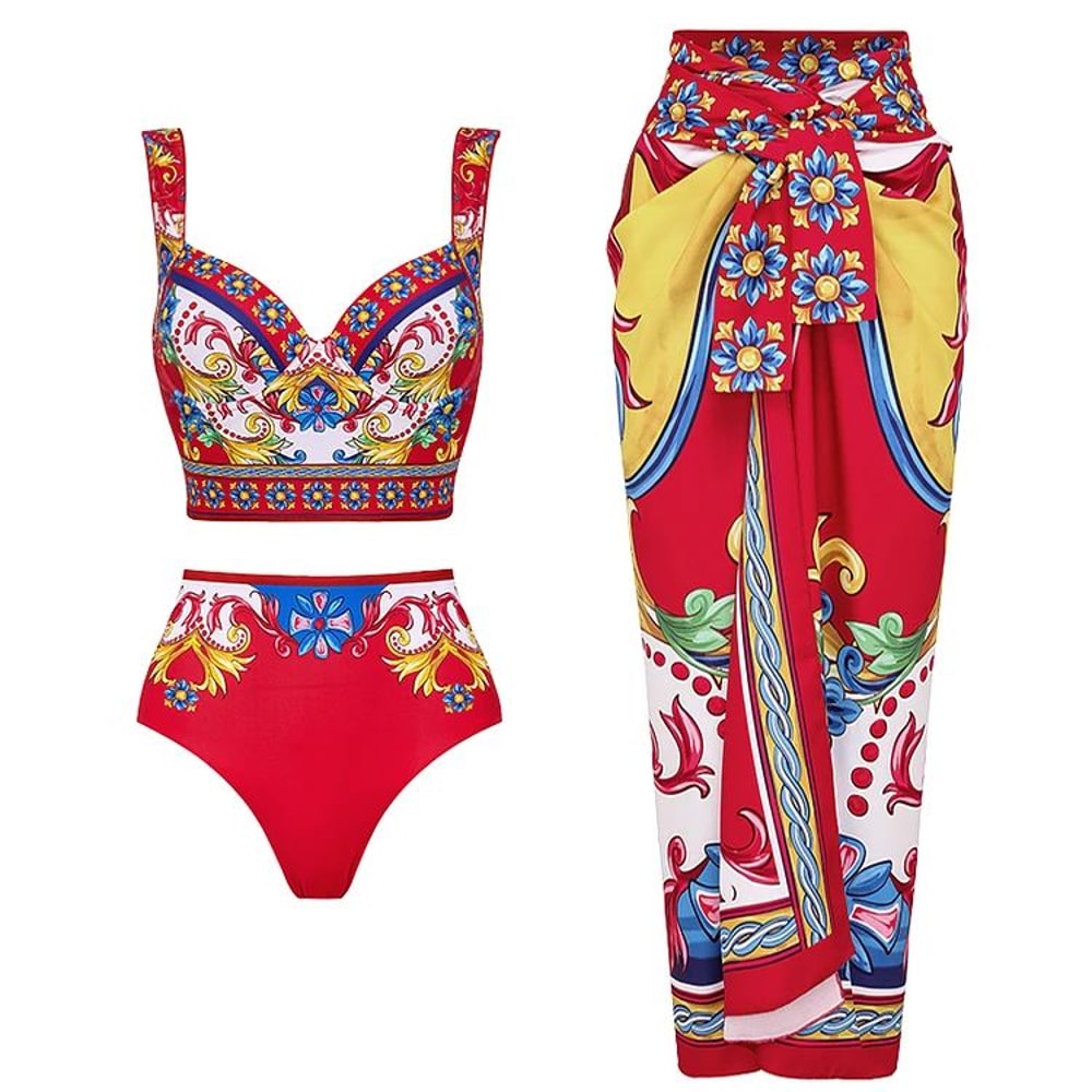 2024 Vintage Pattern OnePiece Swimsuit For Women 9