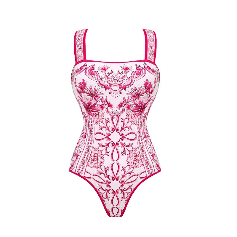 2024 Vintage Pattern OnePiece Swimsuit For Women 13