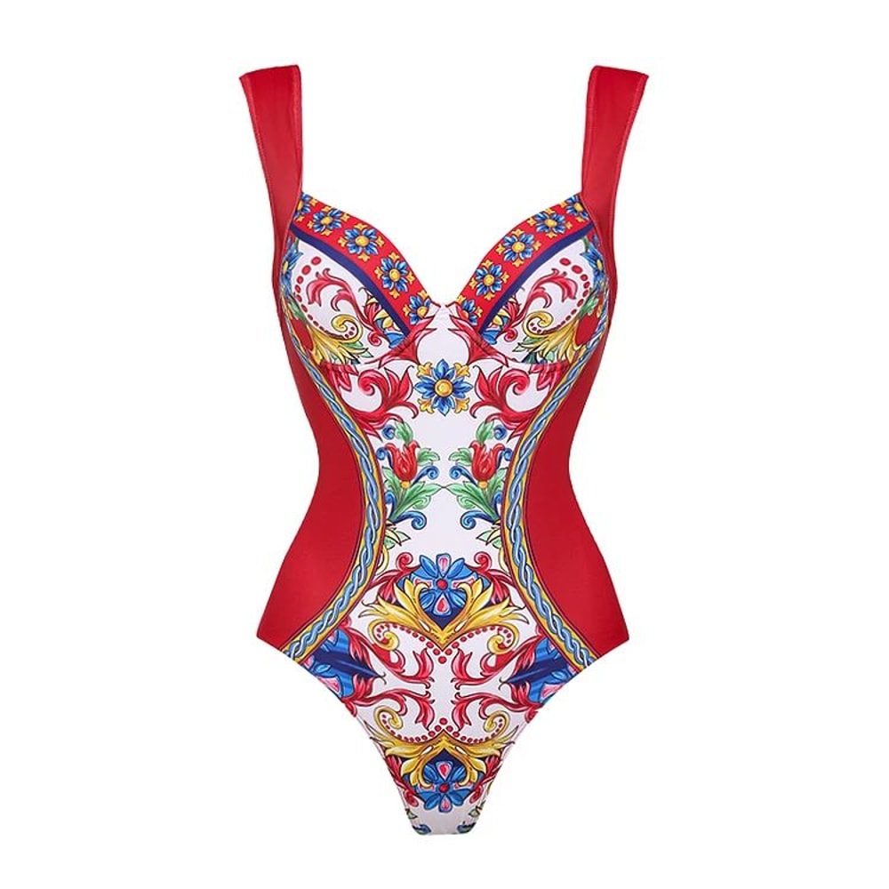 2024 Vintage Pattern OnePiece Swimsuit For Women 17