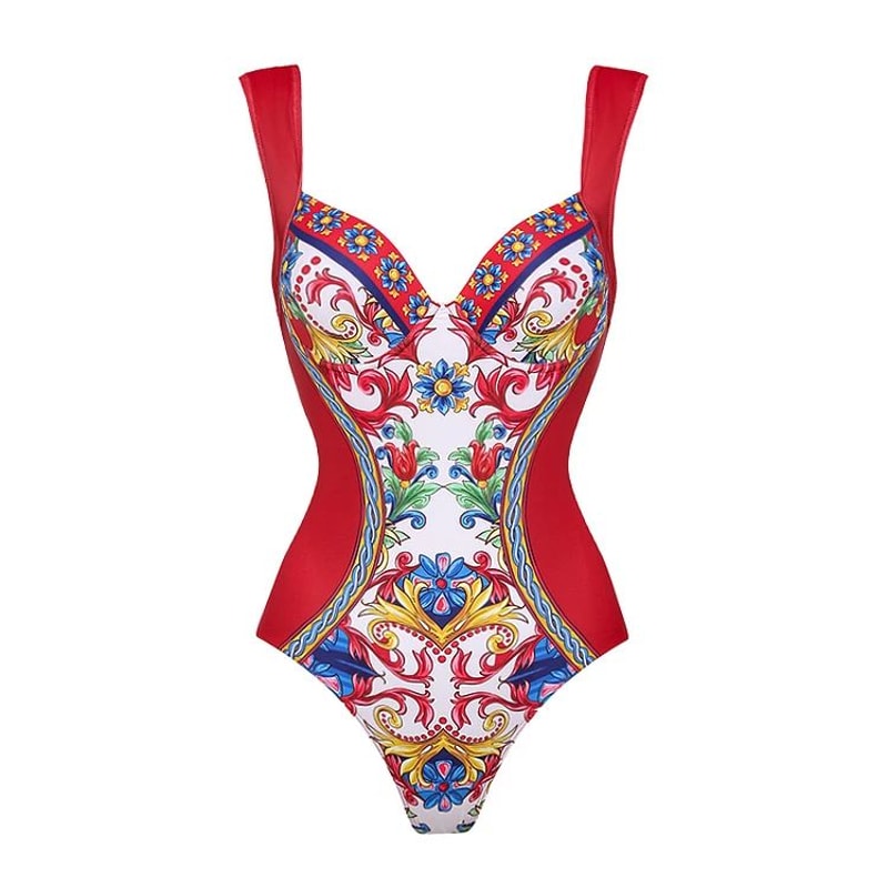 2024 Vintage Pattern OnePiece Swimsuit For Women 17