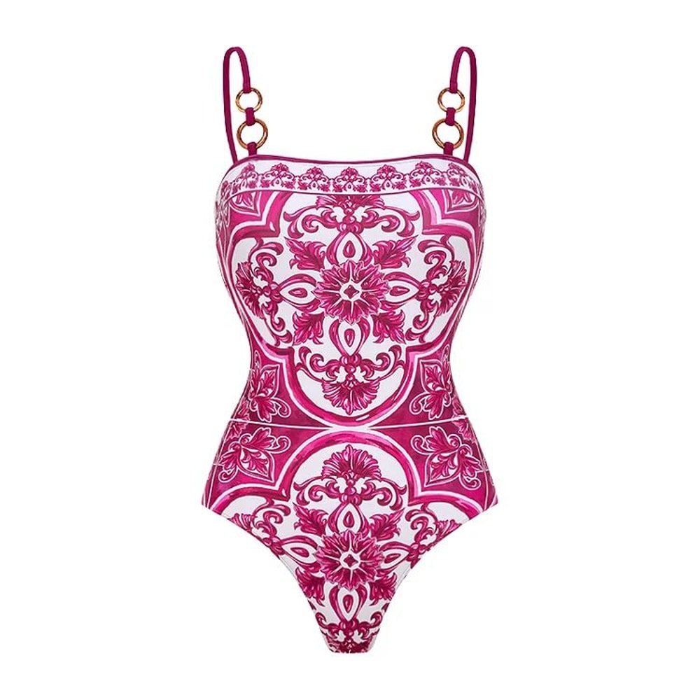 2024 Vintage Pattern OnePiece Swimsuit For Women 19