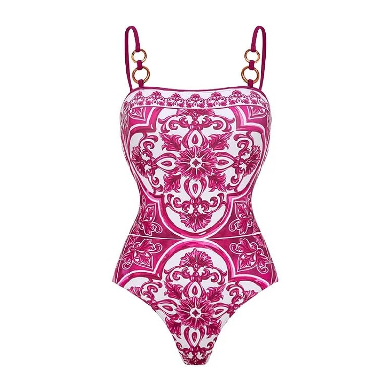 2024 Vintage Pattern OnePiece Swimsuit For Women 19