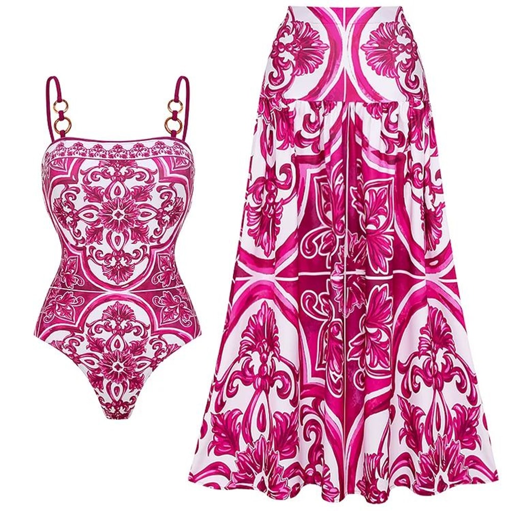 2024 Vintage Pattern OnePiece Swimsuit For Women 20