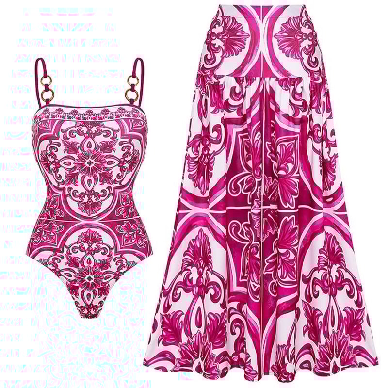 2024 Vintage Pattern OnePiece Swimsuit For Women 20