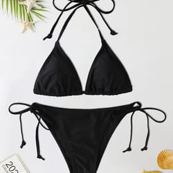 2024 fashion sexy triangle bikini and brazilian one-piece swimsuit set