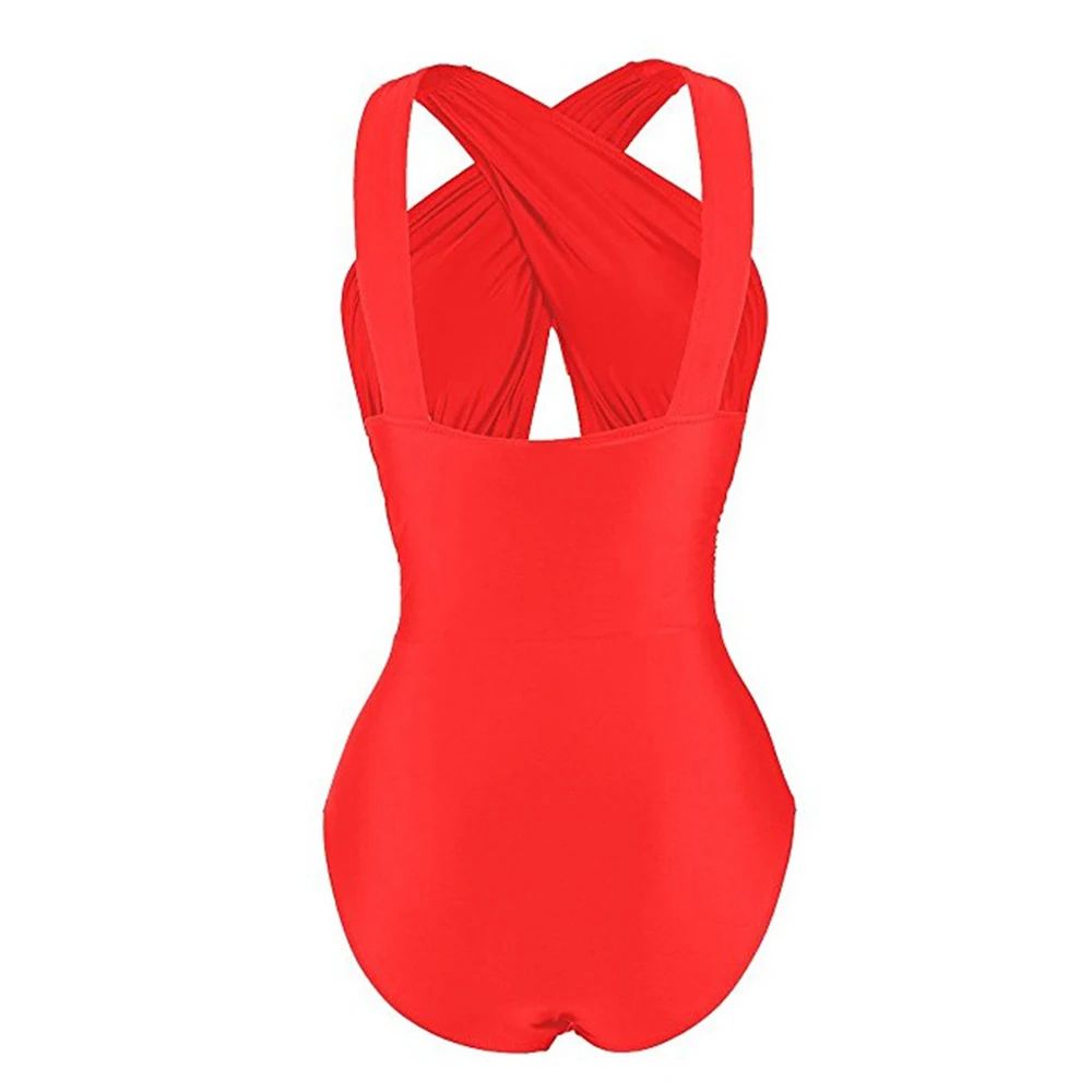CPUTAN Vintage Ruched Plus Size OnePiece Tummy Control Swimsuit 1