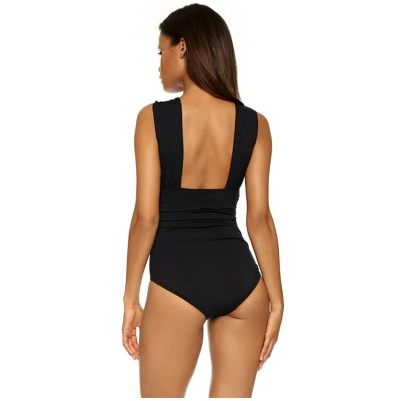 CPUTAN Vintage Ruched Plus Size OnePiece Tummy Control Swimsuit 4