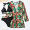 3PCS Halter Print Bikini Set With Kimono High Waist Swimwear For Women 7