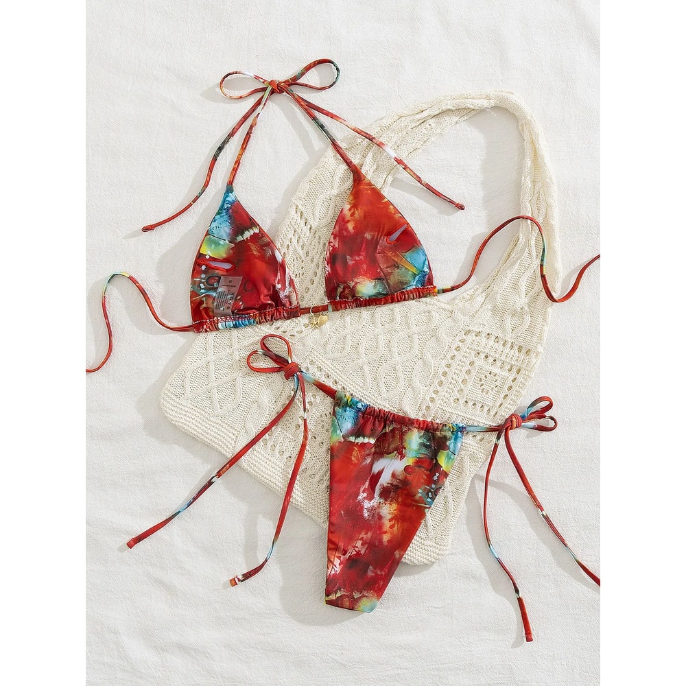 2025 Trend Triangle Striped Micro Bikini Set Women Sexy Swimwear 4