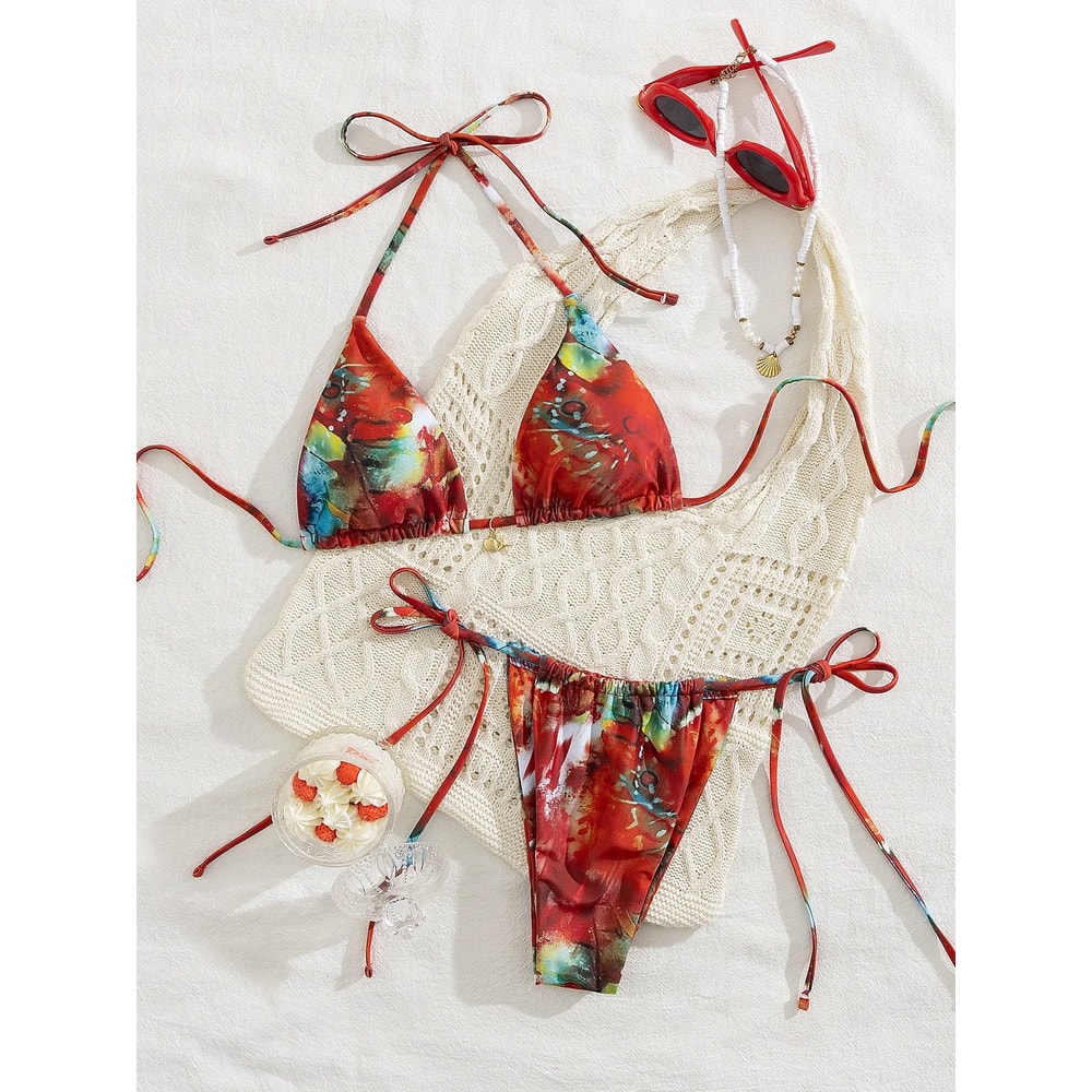 2025 Trend Triangle Striped Micro Bikini Set Women Sexy Swimwear 11