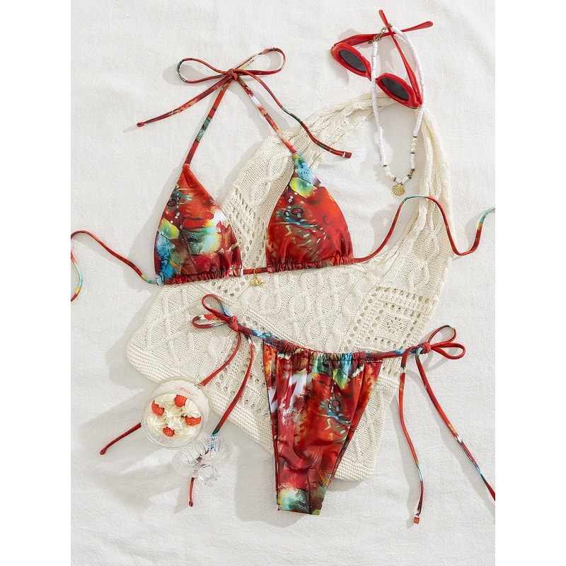 2025 Trend Triangle Striped Micro Bikini Set Women Sexy Swimwear 11