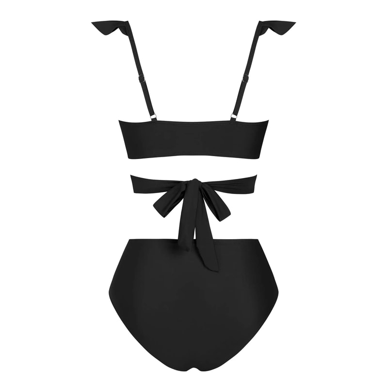 ZAFUL High Waisted Ruffle Bikini Set With Cross Cutout Ruched Design 5