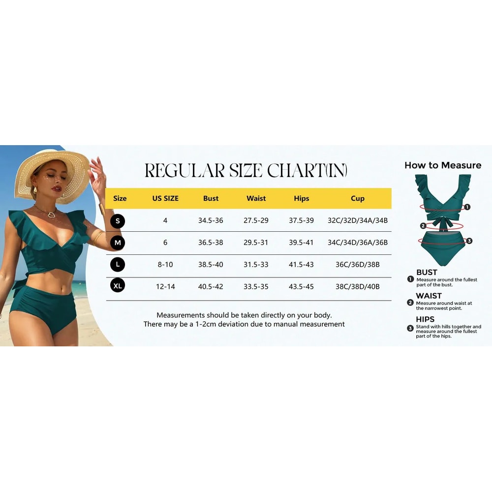 ZAFUL High Waisted Ruffle Bikini Set With Cross Cutout Ruched Design 7