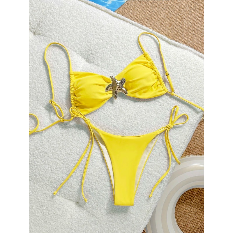 Womens Metal Starfish Bikini Set TieSide 2Piece Swimsuit 6