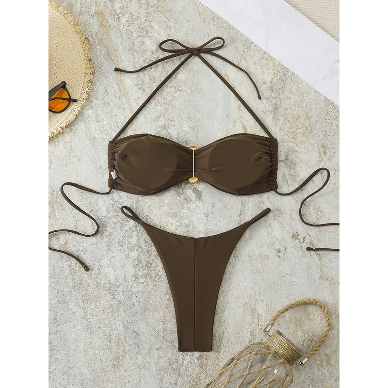 Sexy Bandeau PushUp Thong Bikini Set Womens TwoPiece Swimwear 3