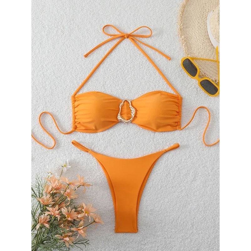 Sexy Bandeau PushUp Thong Bikini Set Womens TwoPiece Swimwear 5