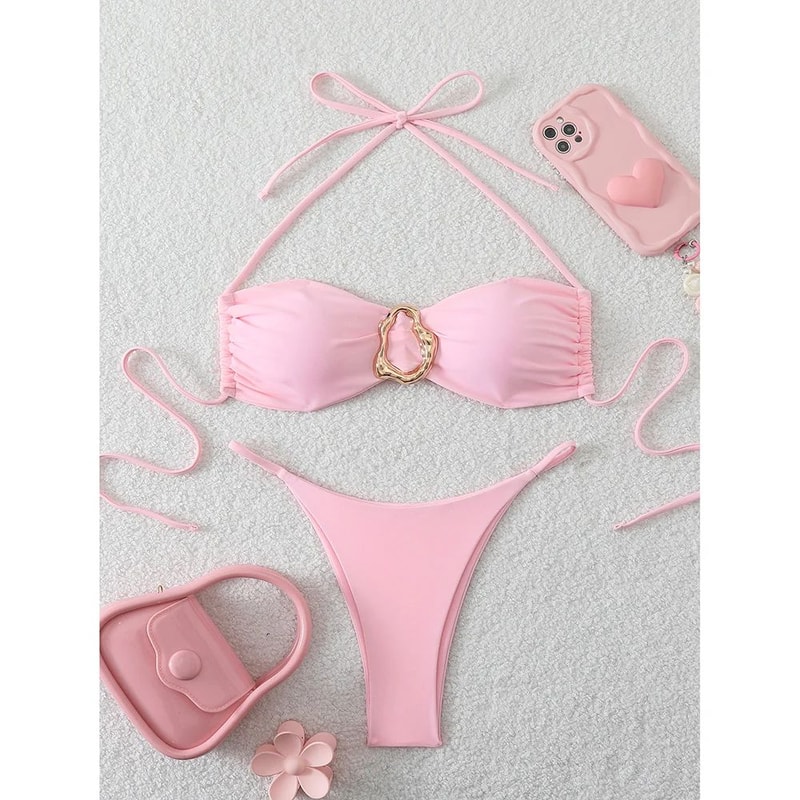 Sexy Bandeau PushUp Thong Bikini Set Womens TwoPiece Swimwear 8