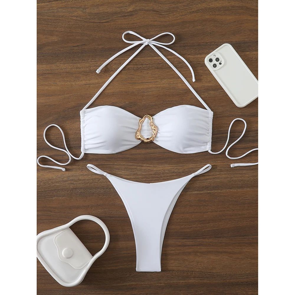 Sexy Bandeau PushUp Thong Bikini Set Womens TwoPiece Swimwear 9