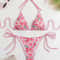 Circyy Floral Print LaceUp Backless Bikini Set For Women 4